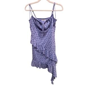 Aeropostale Butterfly Print Ruffle Asymmetrical Mini Dress blue y2k M